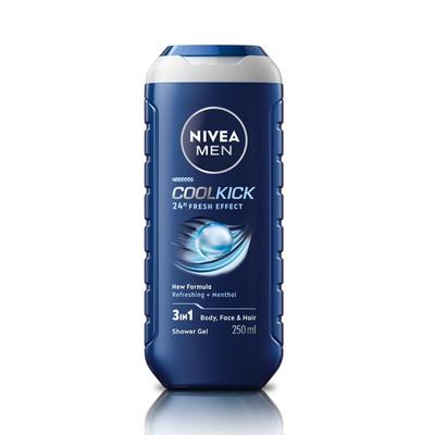 Erkekler Cool Kick Duş Jeli 250ml Vücut Yüz Saç İçin Buzlu Mentol İle Uzun Süre Kalıcı Ferahlık Ve Yenilenmiş Cilt İçin