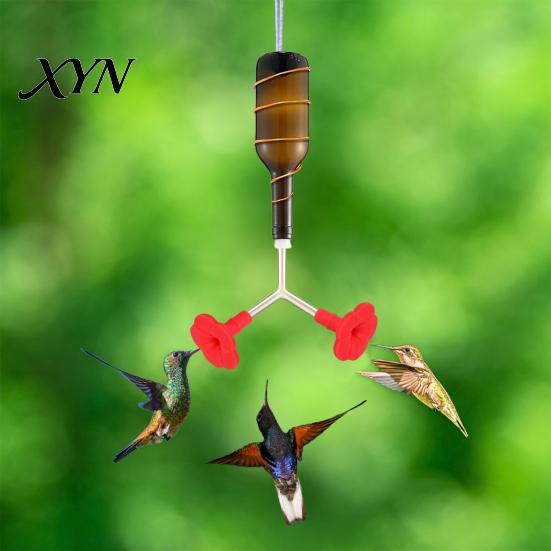 Universal Hummingbird Feeder Replacement 4PCS Parts, Simulated Red Flowers Shape, Scratch-free Bird Part Fit Silicone Waterproof Accessories,