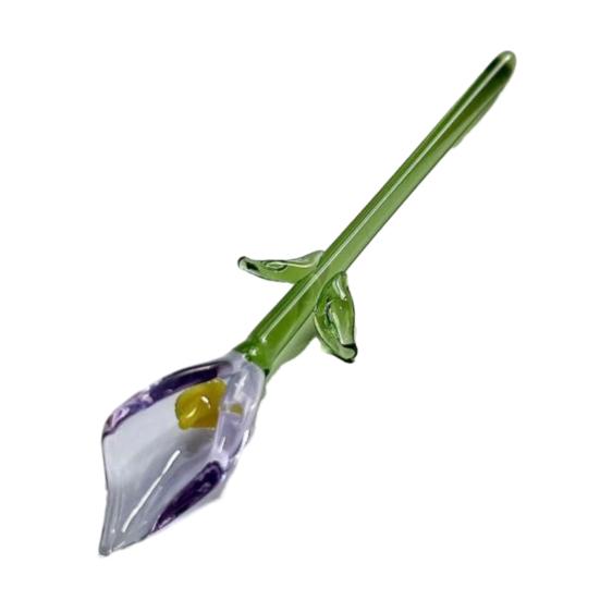 Calla de Vidro Artesanal com Haste Flor de Vidro Mini Sopro de Boca Decoração Sala de Estar Casa Escritório Ornamento Floral Colorido