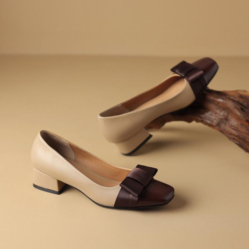 

Four seasons wear flat shoes women s leather shoes one pedal lazy shoes low heel casual color matching women s single shoes new square heel 34 абрикосовый