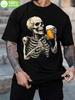 Best-selling 100% Cotton Skull Print Trendy Cool Men T-shirt Summer Daily Outdoor Sports Party Casual Loose Street Short-sleeve