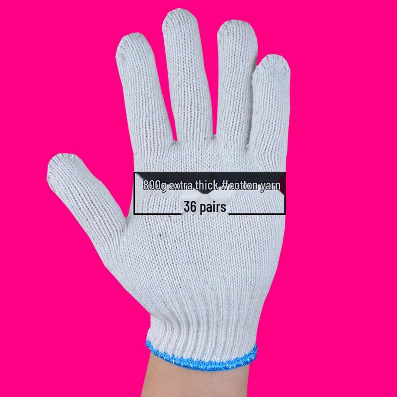 Men's Durable White Cotton Nylon Work Gloves for Construction
