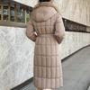 Plus Size Winter Long Parkas For Women L-7XL Detachable Sleeves With Belt Big Faux Fur Collar Hooded Loose Thick Fashion Coat