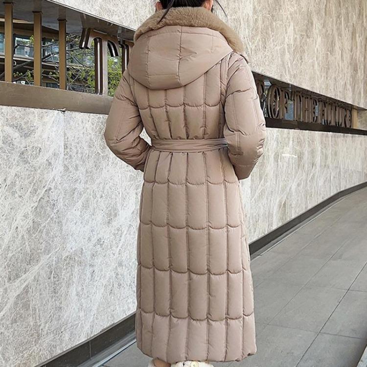 Plus Size Winter Long Parkas For Women L-7XL Detachable Sleeves With Belt Big Faux Fur Collar Hooded Loose Thick Fashion Coat