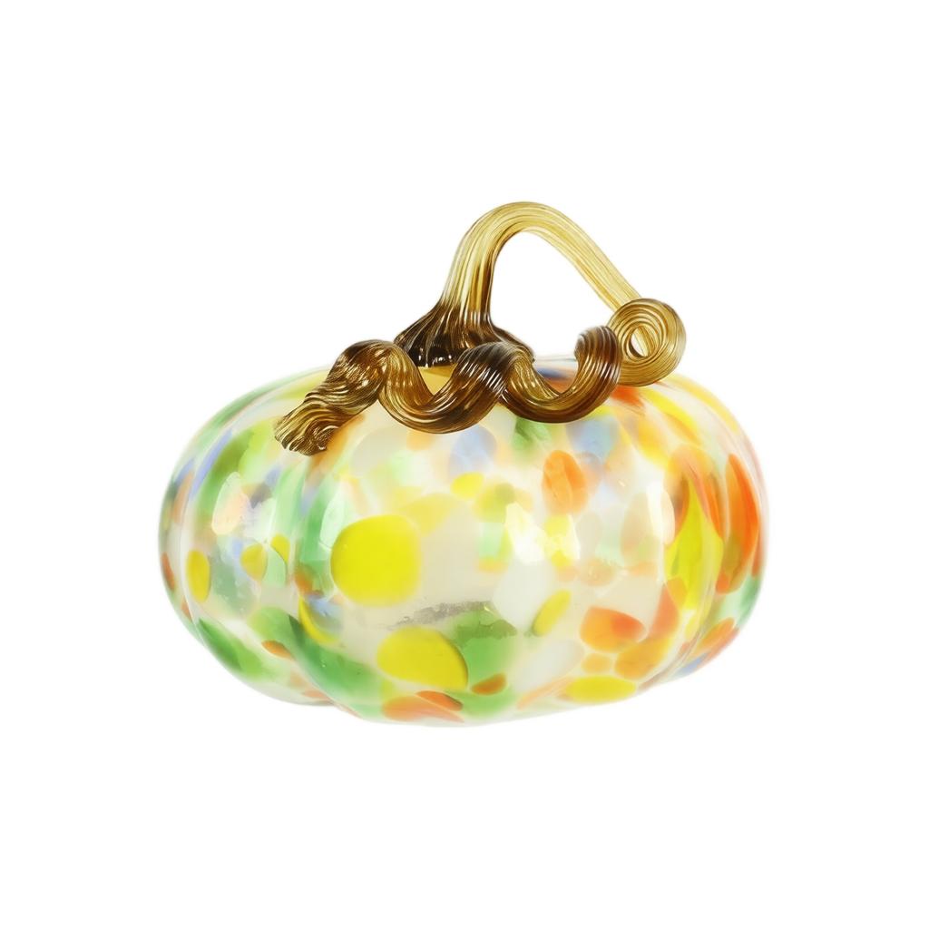 Hand Blown Glass Pumpkin Ornament with Swirled Stem for Table Centerpiece Fall Harvest Party Home Decor Display