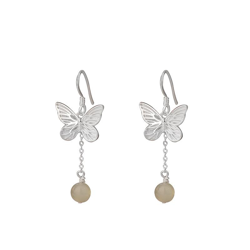 

Серьги-кисточки с бабочками из нефрита Хотан, новые универсальные серьги в китайском стиле