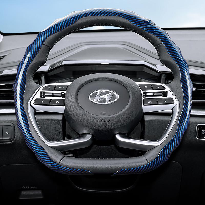 Suitable for Hyundai Carbon Fiber Texture Steering Wheel Cover Snap-On Wave-Shaped Sport Design Elantra N Sonata Ioniq 5 5N 6 9 Venue Kona Santa