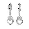 Korean Style Diamond-Studded Heart Dangle Earrings - Geometric Long Heart-Shaped Design Jewelry Gift
