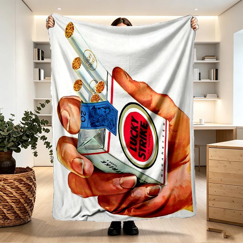 Lucky Strike Print Blanket - Soft & Comfortable, for Bedroom, Travel, Sofa, Home Decoration - Birthday Christmas Gift for Friend