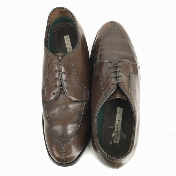 80s-90s Vintage USA FLORSHEIM leather Mackay U-tip 27.5 brown dress business shoes(USED)
