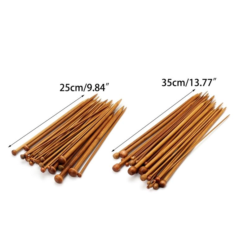 36Pcs Bamboo Crochet Needle 25/35cm Single Pointed Round Bead Knitted Needles for DIy Sweater Needlework Tool Supplies