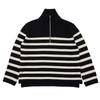 VERNO [Casual] Stripe Half Zip-Up Knit Black