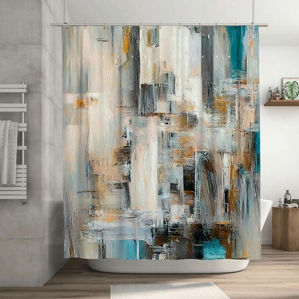 Abstract Art Shower Curtain Modern Colorful Watercolor Design For Bathroom Decor, 72X84 Inches (183Cm X 213Cm)