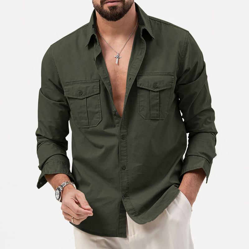 New Men's Shirt: Multi-Pocket Casual Long-Sleeved Top for Men