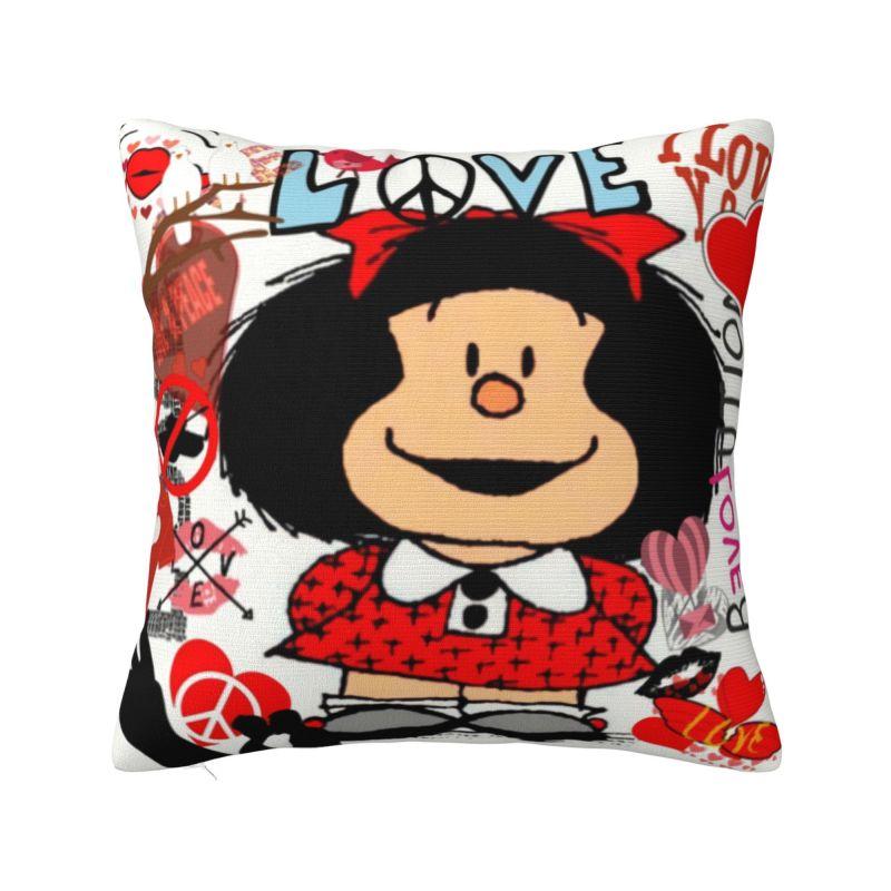 Custom Mafalda Kawaii Vintage Quino Comic Cartoon Mang Anime Throw Pillow for Living Room Luxury Cushion Cover Square Pillowcase
