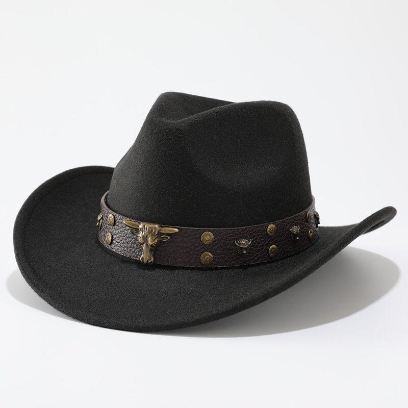 Overseas upturned top hat Western cowboy hat Tibetan felt hat Cow head grassland plateau ethnic style outdoor hat men