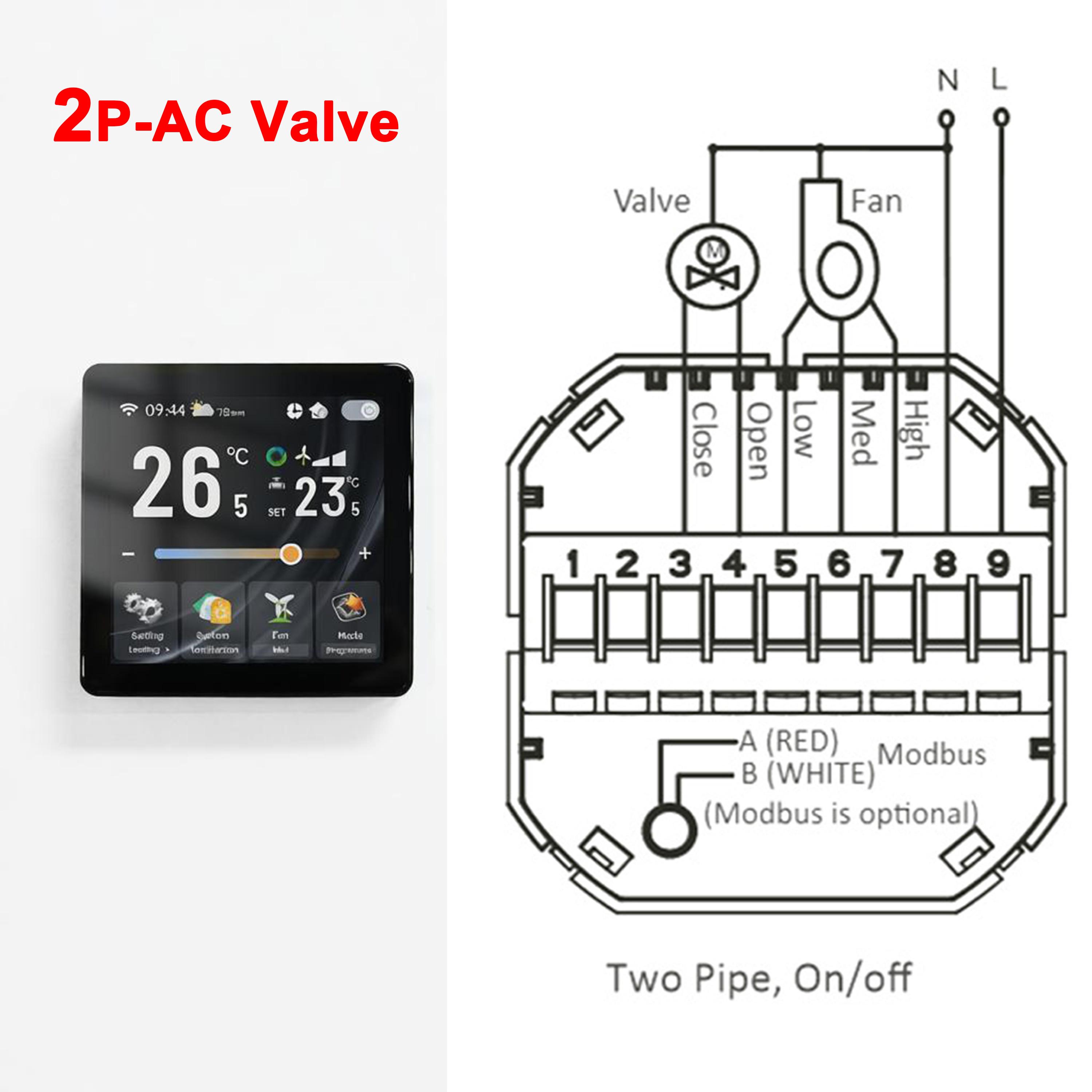 220V 24V WIFI Thermostat for Cooling Heating 4P/2P4 Inch TFT Touch Friendly Operation Panel Support Amazon Echo,Google Assistant 220VAC 230VAC