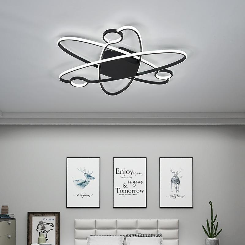 Black Gold Modern LED Chandelier Lighting Bedroom Dining Living Room Study Loft Hall Ceiling Chandelier Aluminum Acrylic Lamp