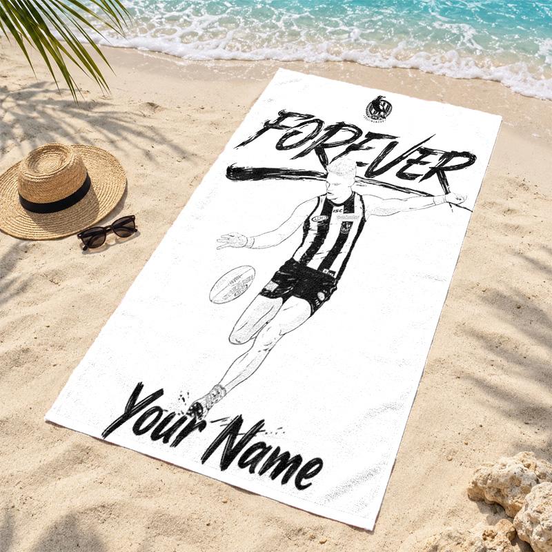 Collingwood Football Club Benutzerdefinierte Namens-Strandtücher dienen auch als Badetücher Sommer-Essential ein Muss für draußen den Strand und den Pool