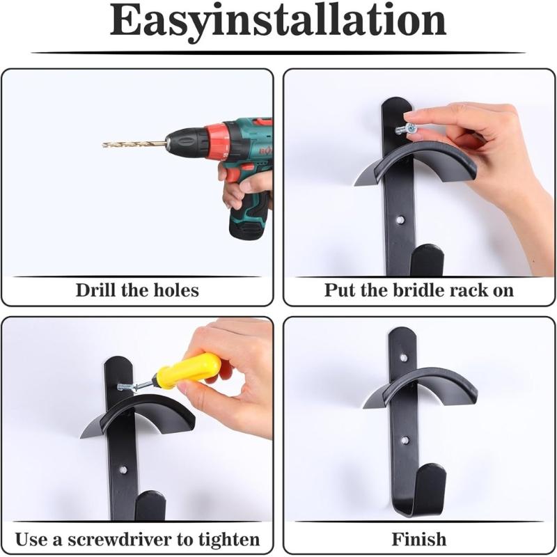 Horse Bridle Rack Hook Heavy Duty Wall Mounted Horse Tacks Hanger Iron Hook For Stable Organization And Equipment Storage