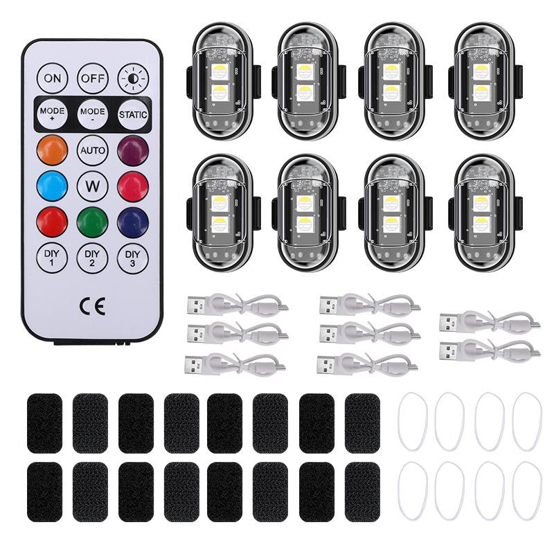 Universal Eight-Color Wireless Remote Control Navigation and Warning Light for Drones and Motorcycles