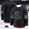 Maglia da Allenamento Hockey su Ghiaccio 2026 Nera con Maniche Lunghe Traspiranti e Asciugatura Rapida Stampa 3D Top Scollo a V