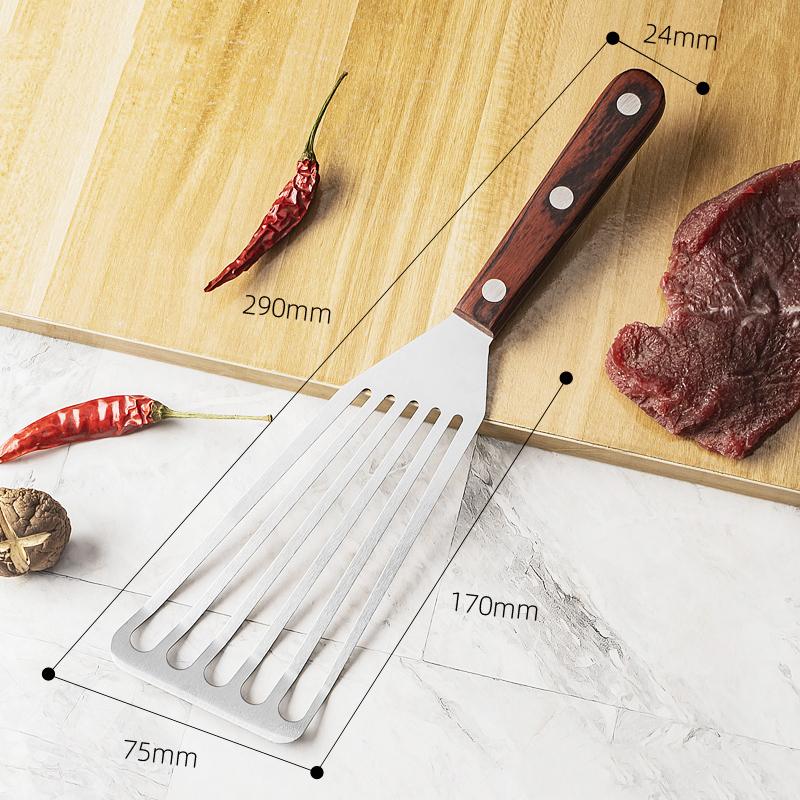 Küchenbratspatel, rutschfester Schlitzwender aus Edelstahl und Fischspatel, undichte Schaufel, Fischschneider, Küchenzubehör