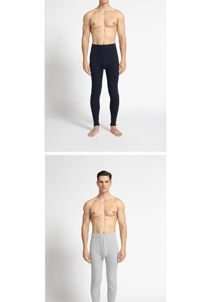 Men's Slim Fit Pure Cotton Autumn Pants for Middle-Aged & Elderly - Warm, Solid Color, Thin Wool Underpants