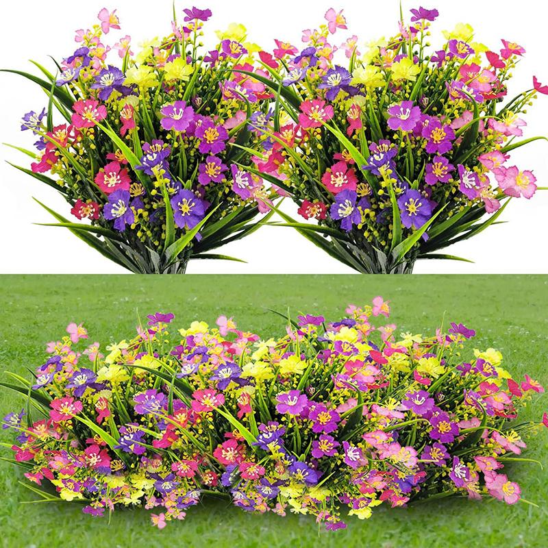 1pc Outdoor Artificial Flowers UV Resistant Fake Plant for Garden Yard Wedding Decor Spring Summer Shrub Plastic Flowers