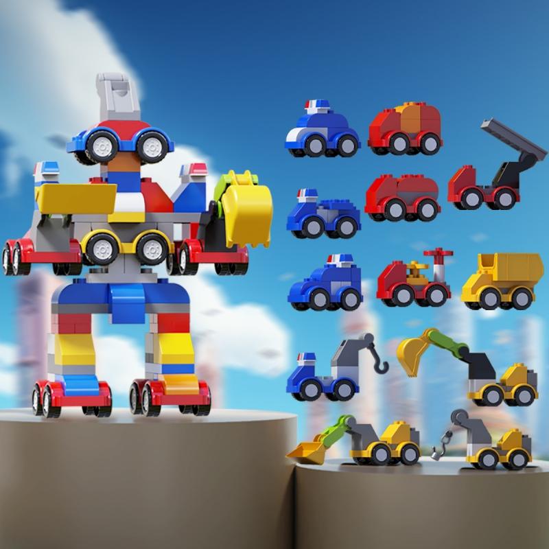 Non-Toxic Large Particle Building Blocks Car Engineering Traffic Vehicle Excavator Assemble Education Children Toy Diy Bricks Toy