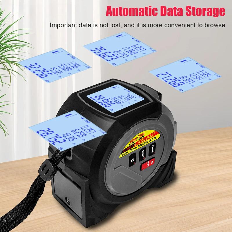 3-In-1 Laser Rangefinder Tape Measure 60M/ 40M/ Handheld Laser Meter Measuring Tool Cross Line Laser Level BUCKLE