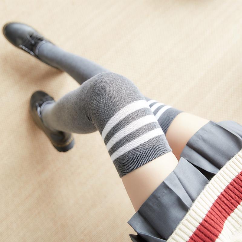 Harajuku Women's Over-the-Knee Three Stripe Socks - Korean Style, Japanese Student Skateboard & Football Socks