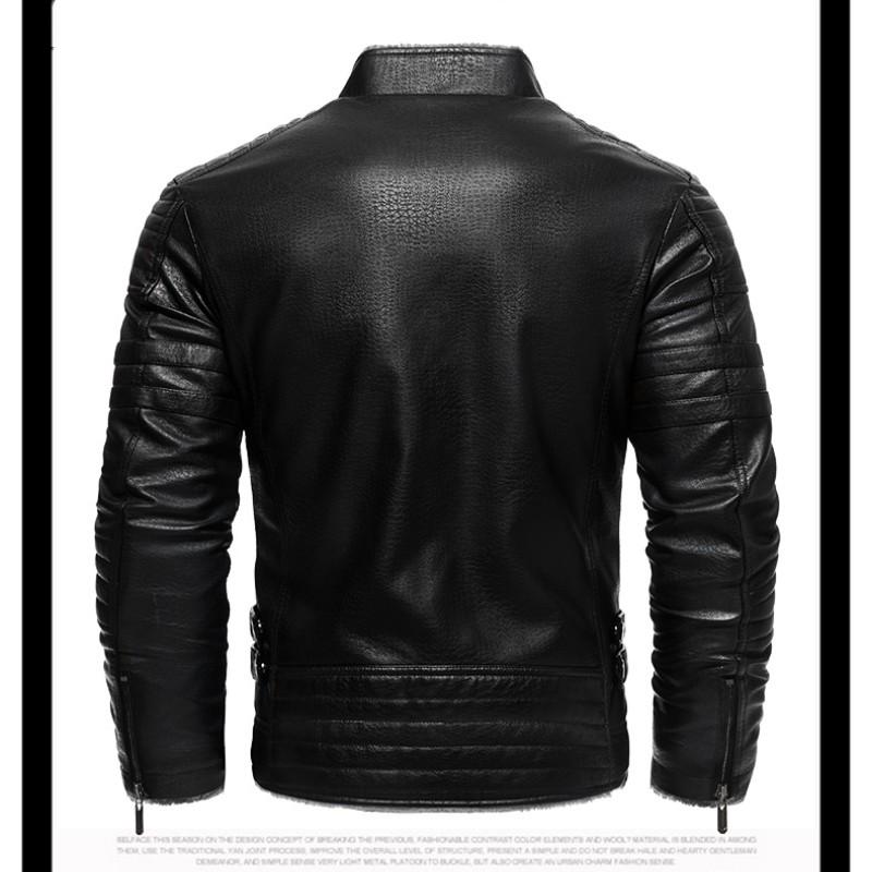 Men's Winter Warm Jacket Leisure PU Jacket Locomotive Jacket Leisure Business Jacket