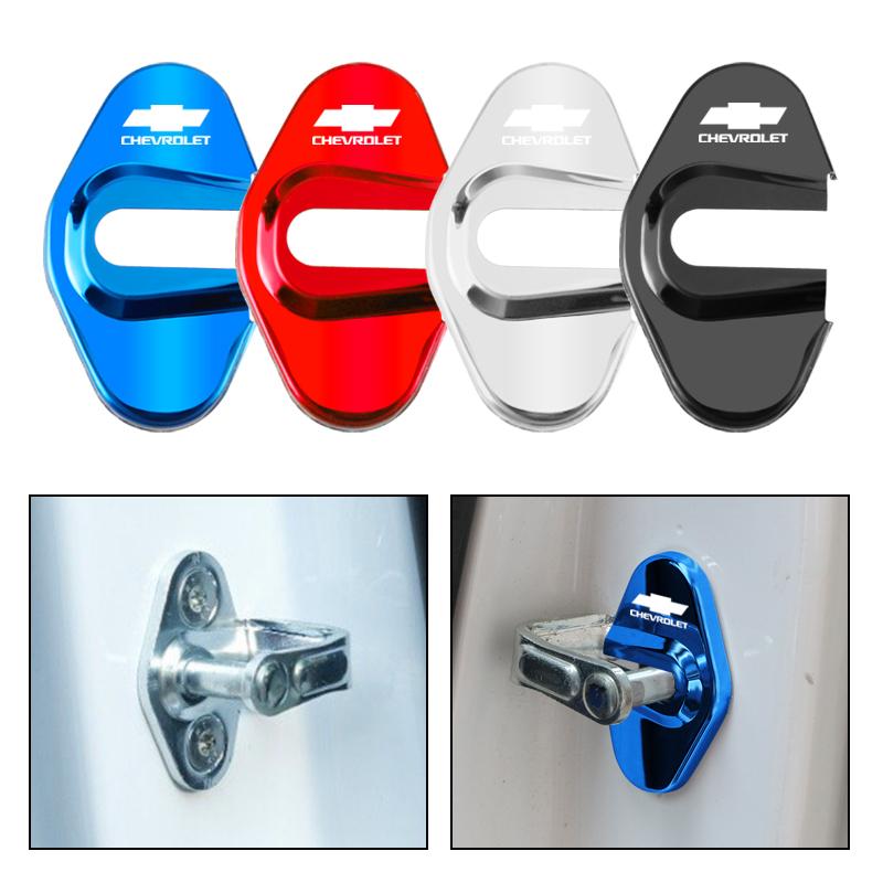 4PCS Car Door Lock Cover Stainless Steel Protection Accessories For Chevrolet Sonic Silverado Z71 Aveo Trailblazer Bolt Spark SS