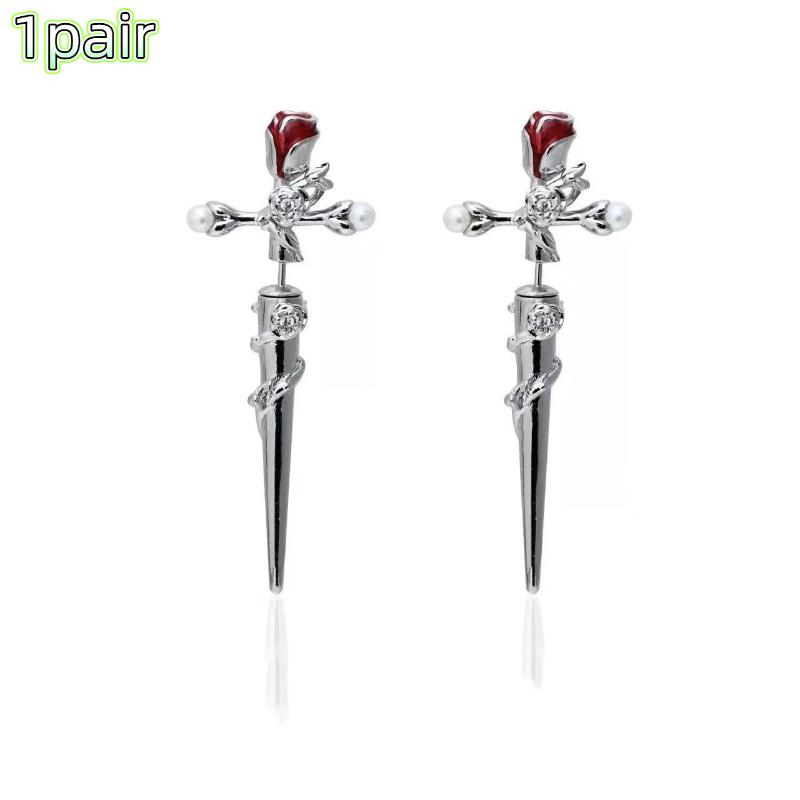 

Ретро Темный Готический Панк Роза Крест Шип Серьга Унисекс Пирсинг Игла для Ушей Серьги-гвоздики Ювелирное Украшение Аксессуар