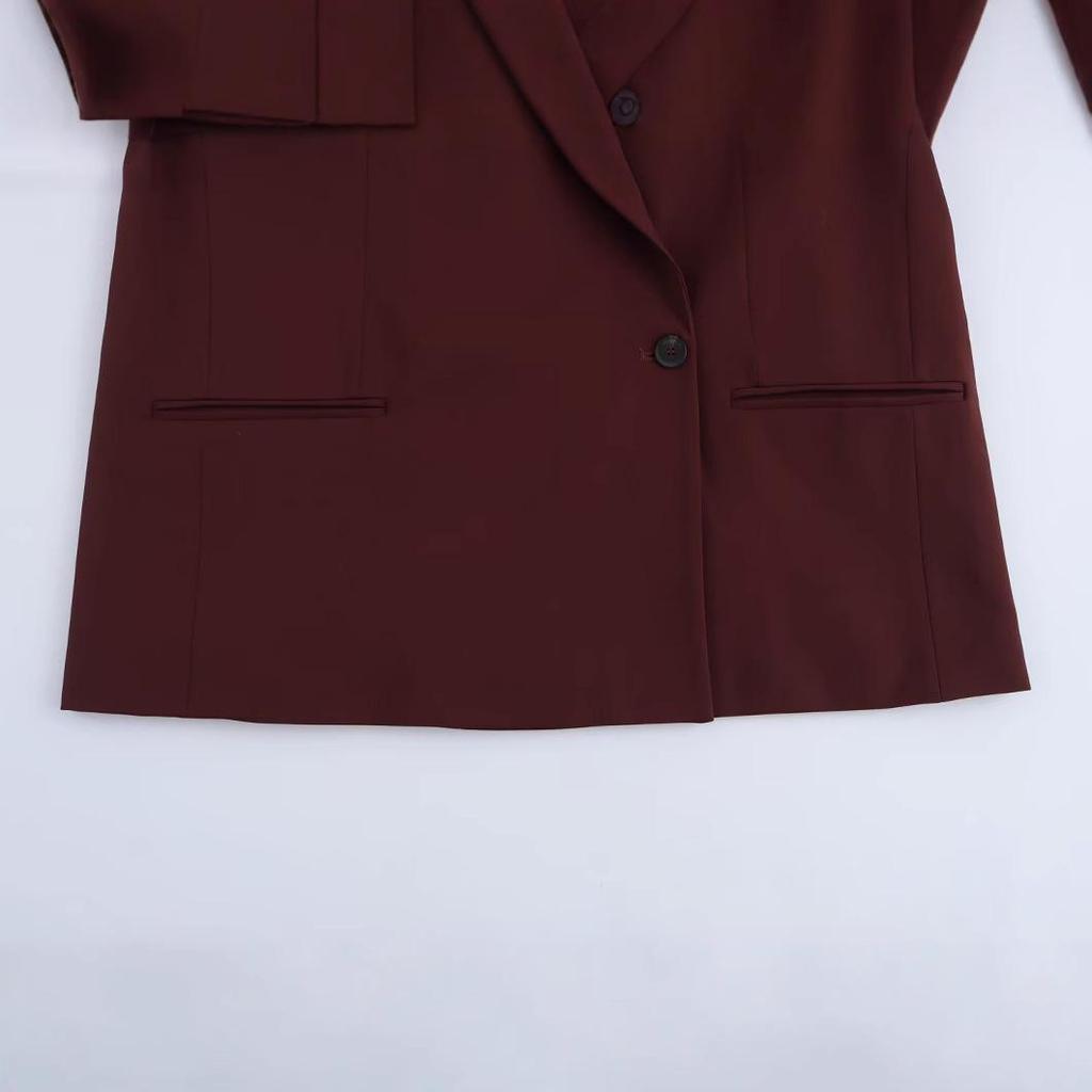 Spring 2025 Women's European & American Style Double-Breasted Loose Blazer Jacket