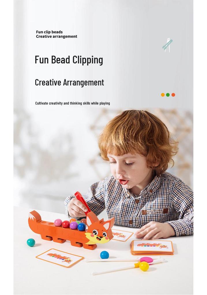 Wooden Educational Toys for Young Children: Early Learning, Parent-Child Interaction, Fruit, Color & Shape Recognition, Bead Threading