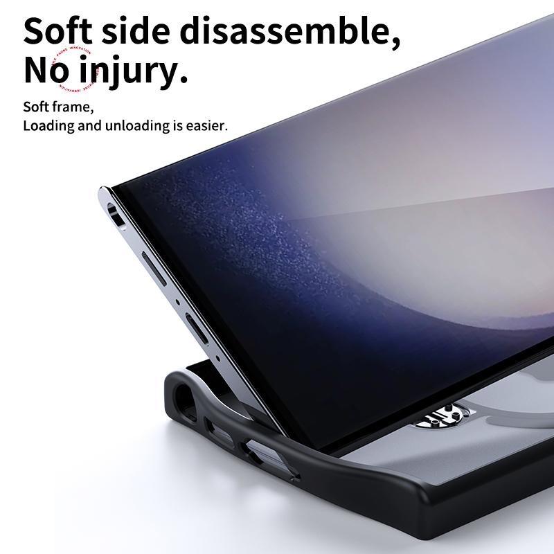 For Samsung Galaxy S23 Ultra Phone Case Dual Magnet Rings TPU+PC Phone Back Cover Compatible with MagSafe