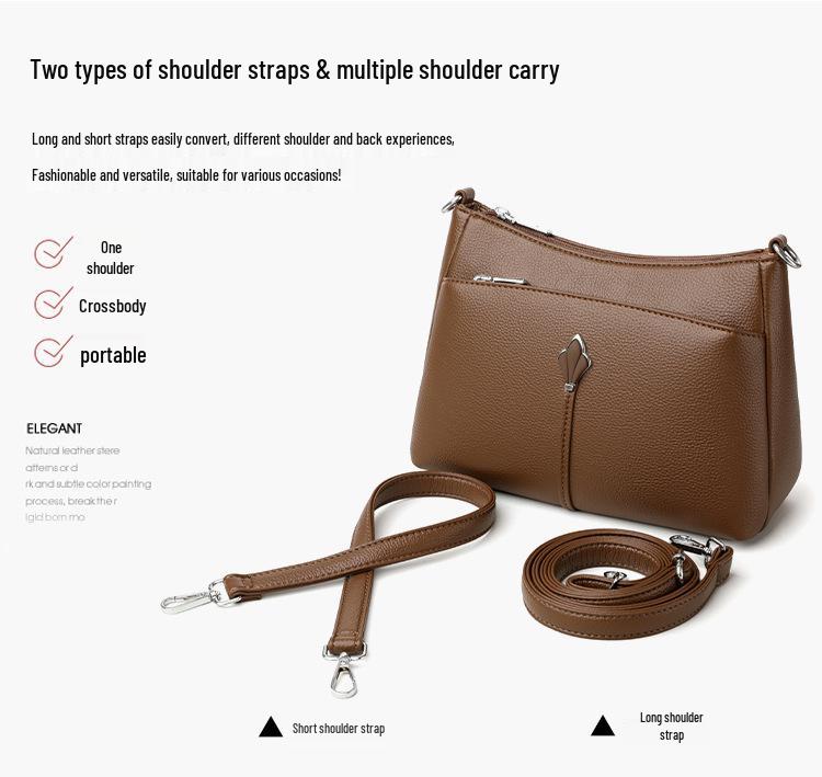 Autumn/Winter Soft Leather Multi-layer Shoulder/Crossbody Bag for Women - Versatile and Spacious Design
