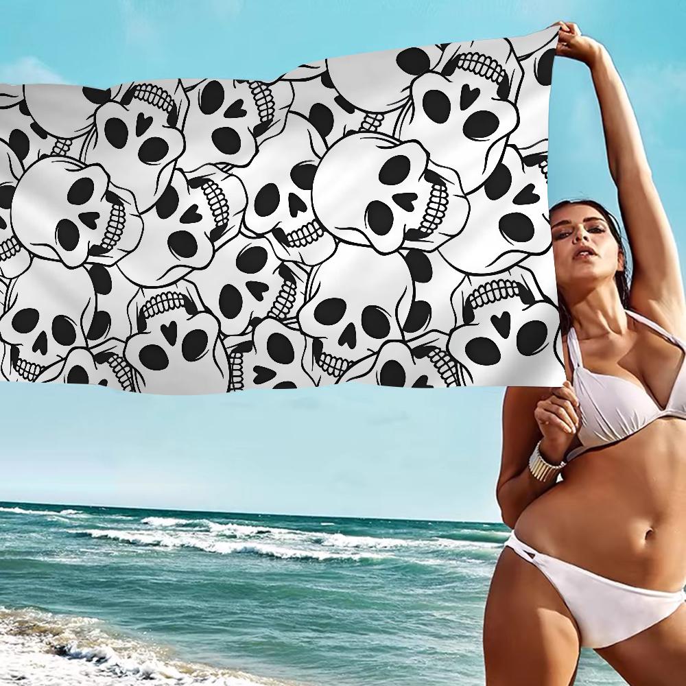 Crâne Horreur Sorcellerie Gothique Grandes Serviettes de Plage en Microfibre Serviette Sable Serviettes de Plage Serviette de Piscine pour Voyage Piscine Natation Yoga