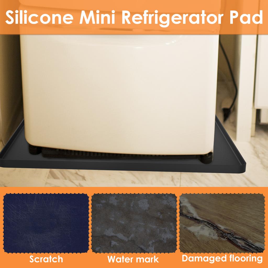 24x24in Mini Fridge Mat Silicone Refrigerator Floor Protector with Raised Edges Versatile Non-slip Washing Machine Dust Cover