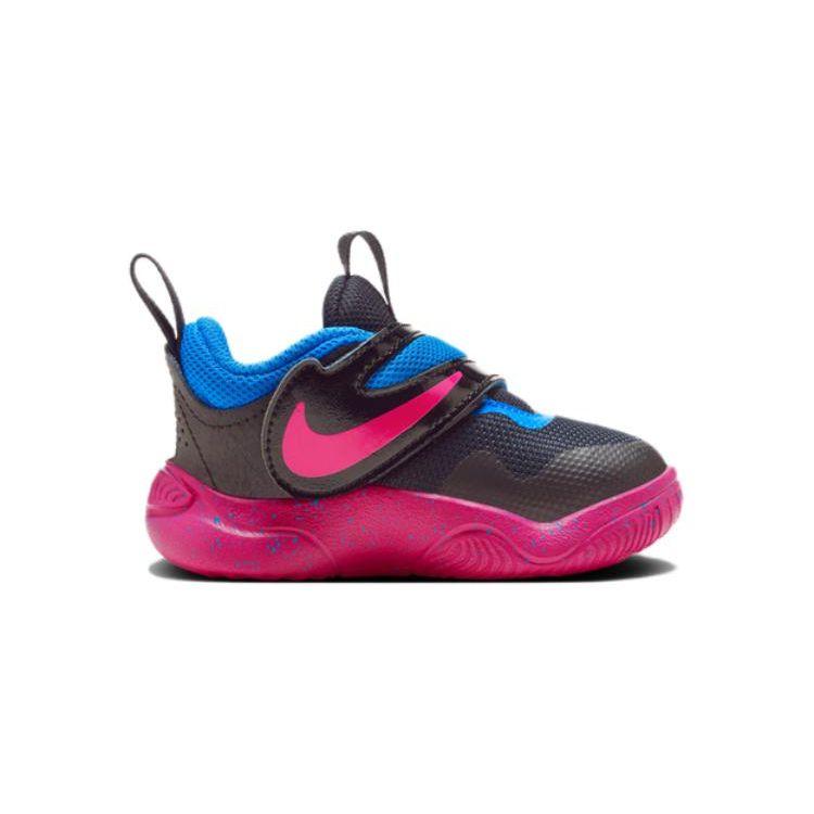 Nike Team Hustle D 11 Synthetic Leather Comfortable Versatile Shock Absorbing Durable Low Top Walking Shoes Baby Shoes Black Purple FB7573-001