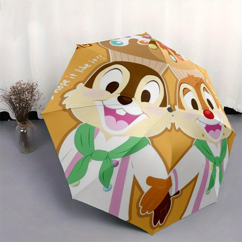 Chip & Dale Stuffed Animal Cute Cartoon Character Automatic Opening and Closing Umbrella - Small Umbrella Suitable for Various Occasions, Po