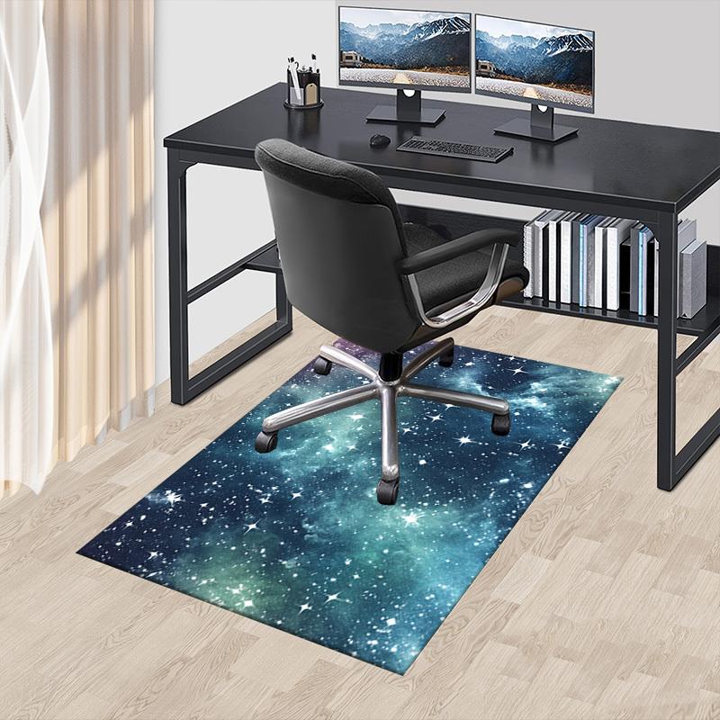 Space Stars Crystal Velvet Office Chair Mat Area Rug - Non-Slip, Floor Mat, Office Desk Chair Rugs,Christmas Gift-1106110