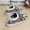 Flying Woven Casual Women's Shoes Spring New Flat-bottomed Round Head Lace-up Leopard Print Single Shoes