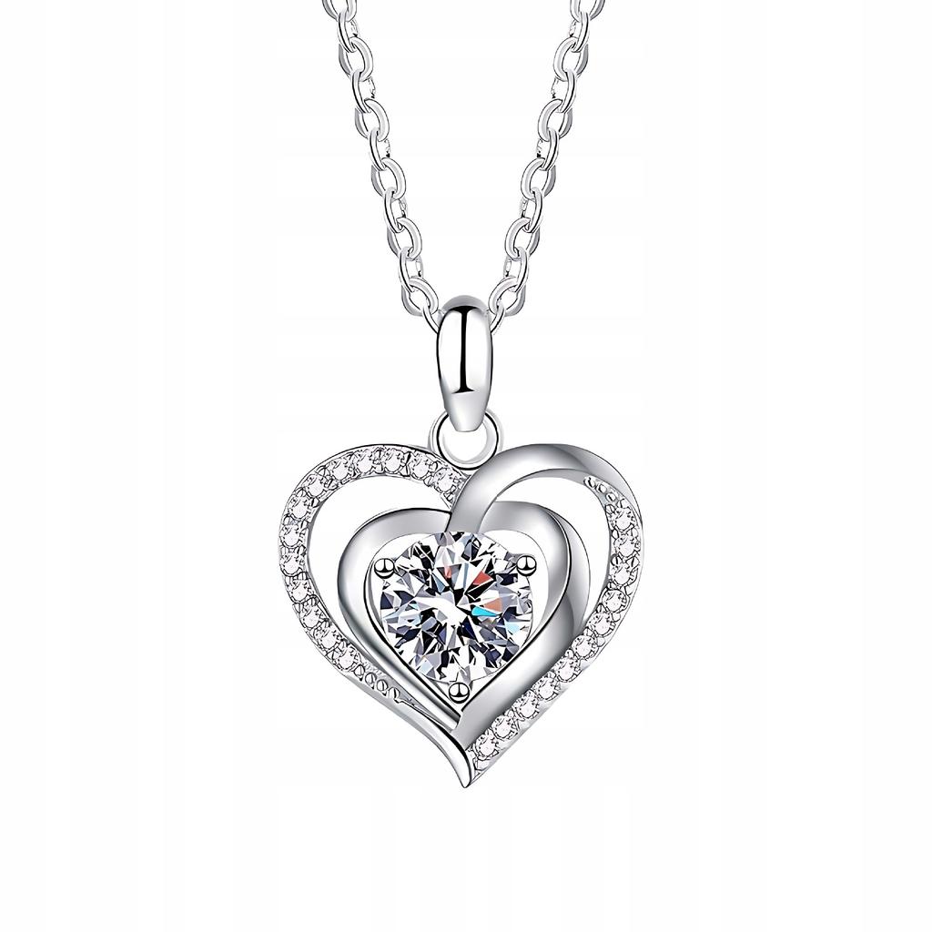 Silver Women' Necklace Heart with Cubic Zirconia ITALIAN Adjustable DIAMOND
