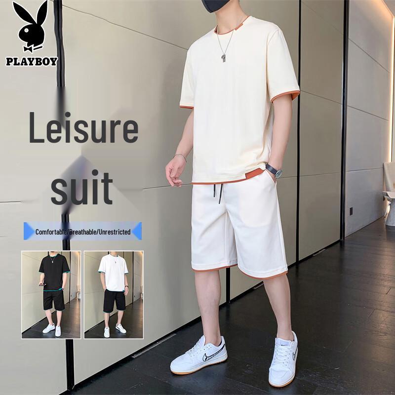 PLAYBOY Men s Summer Short Sleeve T-Shirt & Shorts Set XL