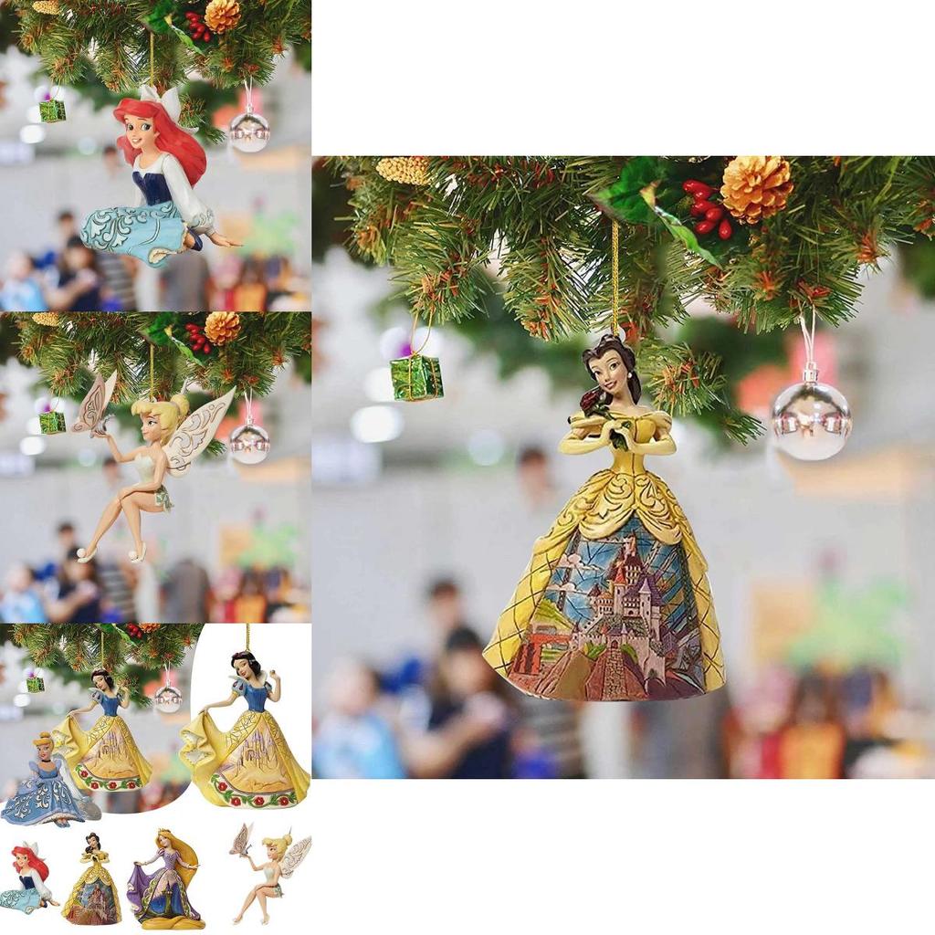 Delightful Cinderella Snow White Ariel Belle Rapunzel Acrylic Pendant Ornaments Xmas Tree Decor