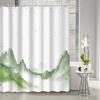 1pc Cartoon Watercolor Mountain Scenery Print Shower Curtain, Polyester Fabric with 12 Hooks, Bathroom Accessory