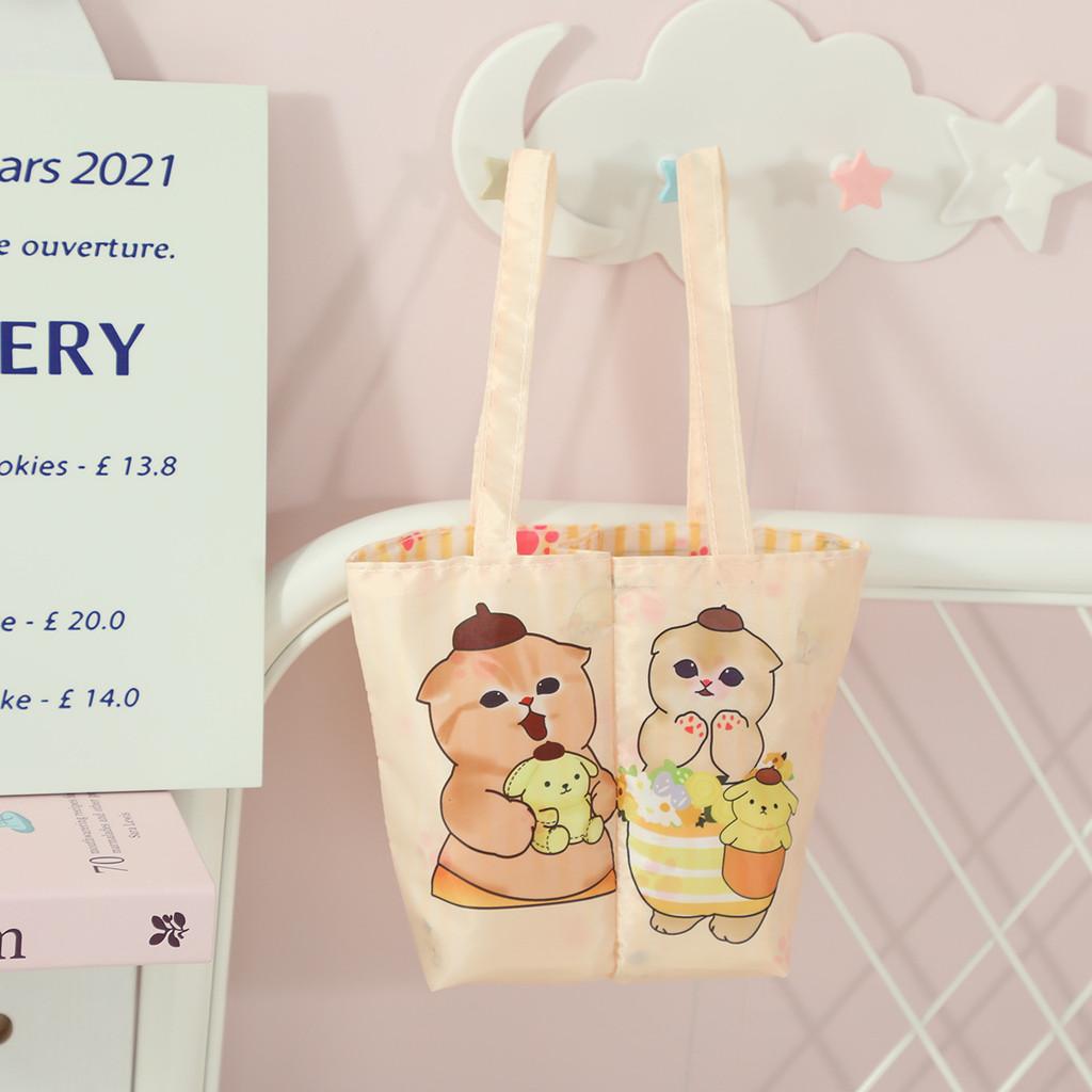 Mofusand Foldable Cute Double Cup Tote Bag For Casual Use And Storage